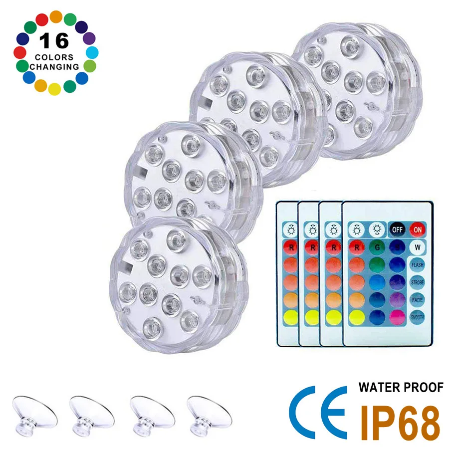 Погружной светодиодный RGB светильник с дистанционным управлением 16 цветов