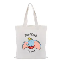 Dumbo хозяйственная сумка повседневное использование Холст сумка на заказ Печать текстовый логотип DIY экологическая многоразовая