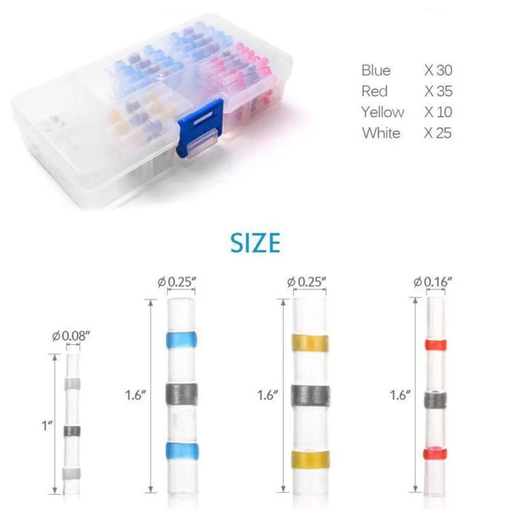 Mixed Heat Shrink Connect Terminals Waterproof Sleeve Tube Electrical Wire Insulated Butt Connectors Kit heat shrink tubing wire connectors wiring connector 300/500/800PCS