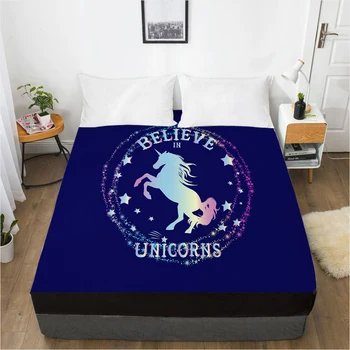 

Unicorn Cartoon Fitted Sheets Mattress Cover With Elastic Band 3D Bed Sheet LinensFor Baby Kids Child Girls Boys 150x200 200x200