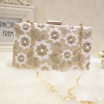

New Lace Personality Evening Bag Fashion Ladies Shoulder Bag Handmade Female Crossbody Bag Banquet Chain Small Square Bag