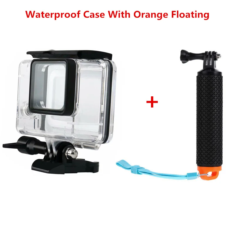 Подводный водонепроницаемый чехол для GoPro Hero 7 5 6 черный корпус для экшн-камеры с водонепроницаемой плавающей рукояткой - Цвет: With Orange Grip