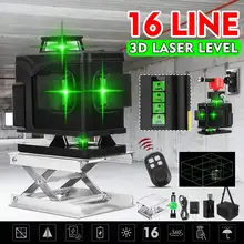 16 зеленых линий лазерный уровень+ пульт дистанционного управления 3D самонивелирующийся 360 горизонтальный и вертикальный крест Открытый Мощный лазерный луч линии