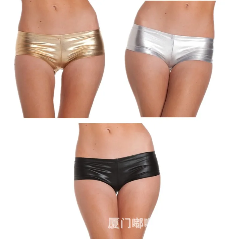 

Sexy Nightclub Bronze Hide Substance Comfortable Unlimited Lace-up Bandage Cloth Base Bikini High Fork Triangle Panties