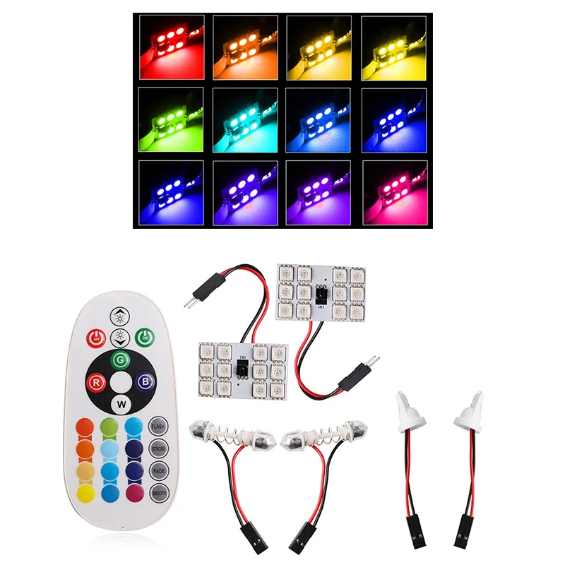 2 шт./компл. T10 RGB 12 светодиодный автомобильный Купол гирлянда интерьер пластины