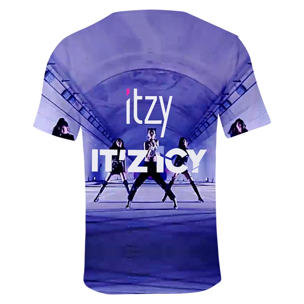 Летняя модная женская и мужская футболка поп-пение группа 3D печать ITZY Женская Повседневная футболка с коротким рукавом хип-хоп цветная футболка