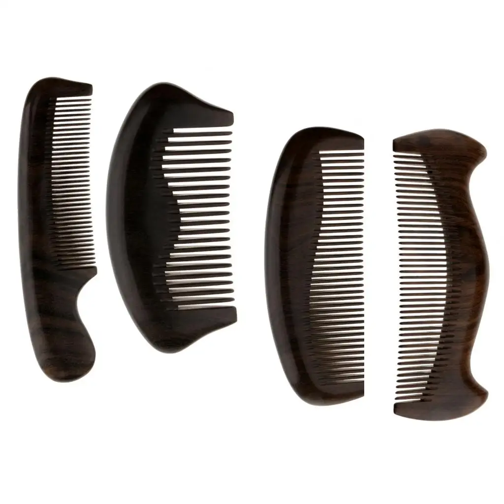 Comfortable Handmade Natural Chacate Preto Wood Hair Smoothing Comb Beard Mustache Grooming Wooden Brush Scalp Massage Tool