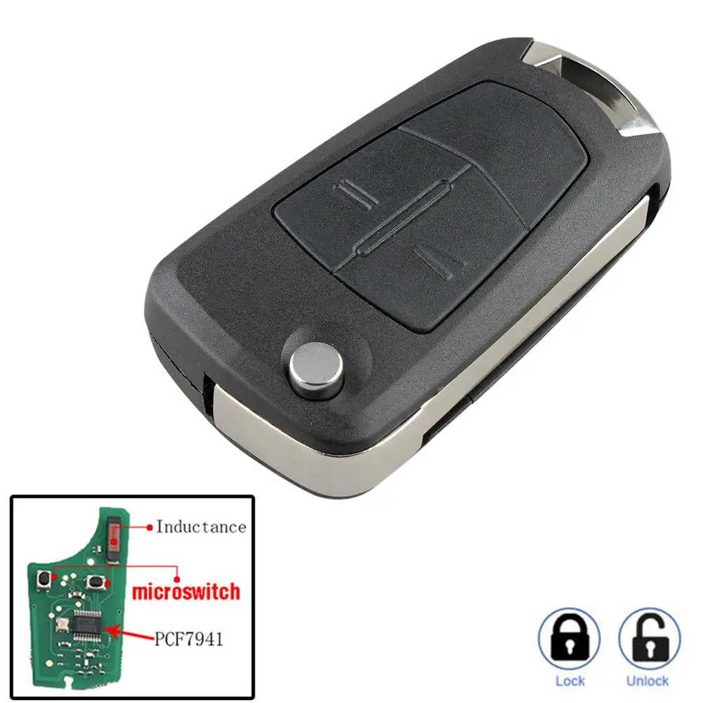 

2 Buttons Flip Remote Folding Car Key Cover PCF7941 Chip Styling Case for Vauxhall Opel Astra H Zafira B 2005 2006 2010 433Mhz