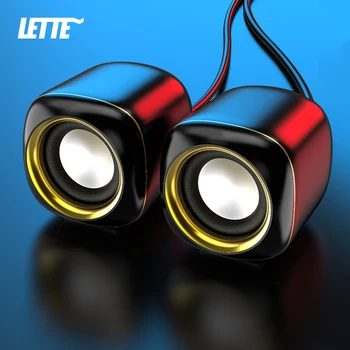 USB Wired Computer Speakers AUX Input Bass Reinforcement Mini Speaker for Laptop Desktop Phone 6W Media Loudspeaker 1