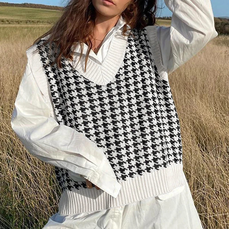 black and white sweater vest