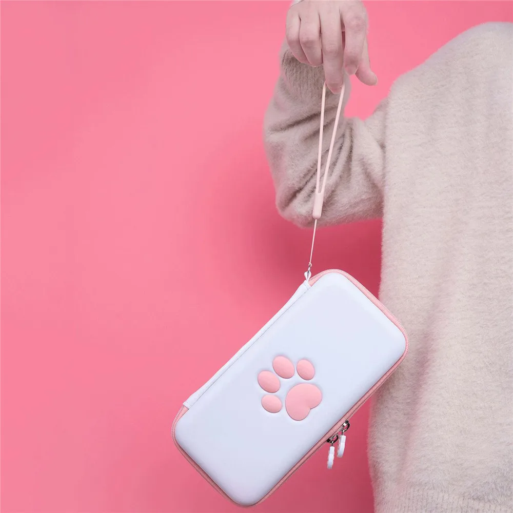 Чехол-сумка для переноски, чехол для Nintendo Switch Lite, консоль, милый кошачий лап, водонепроницаемый защитный чехол, Сумка с держателем для карт, сумочка