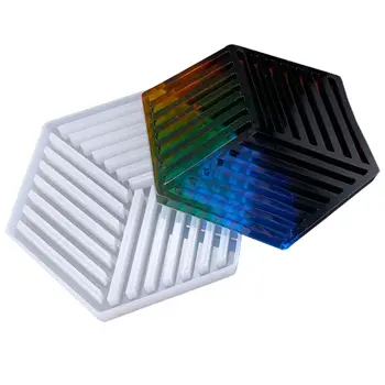 

Handmade Resin Epoxy Geometry Silicone Mold DIY Insulation Hollow Striped Triangle Modeling Hexagon Coaster Y4QB