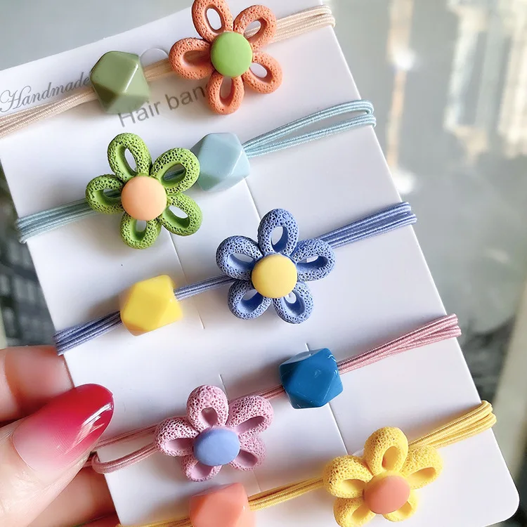 Mixed color flower Корейские резинки для волос, заколки для резинки для волос, резинки для волос для женщин, милые аксессуары для волос для девушек, модная повязка на голову - Цвет: Mixed color flower