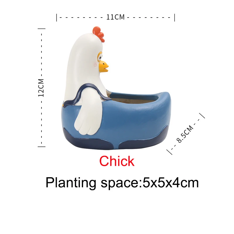 chick Мультяшные животные суккулент горшок для растений Смола ручной работы жираф зебра полярный медведь панда в форме бегемота настольное украшение цветочный горшок - Цвет: chick