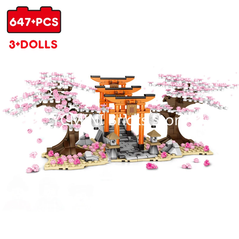 2529 PCS SEMBO Cherry Blossom Scene Blocks Building Kids Girls Toys Gift 601079