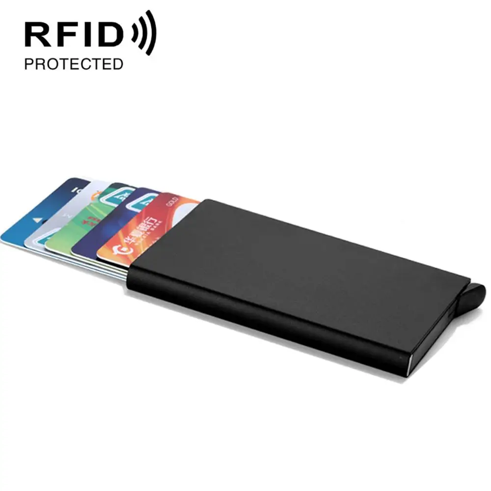 Rfid качество держатель для кредитных карт мужчин из нержавеющей стали тонкий анти
