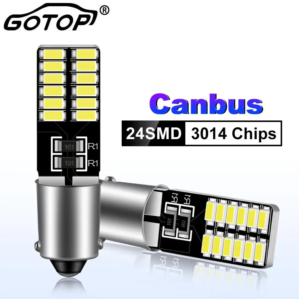 2 шт. BA9S T4W H6W Светодиодная лампа 24SMD 3014 чипы Canbus без ошибок 3D автомобильный