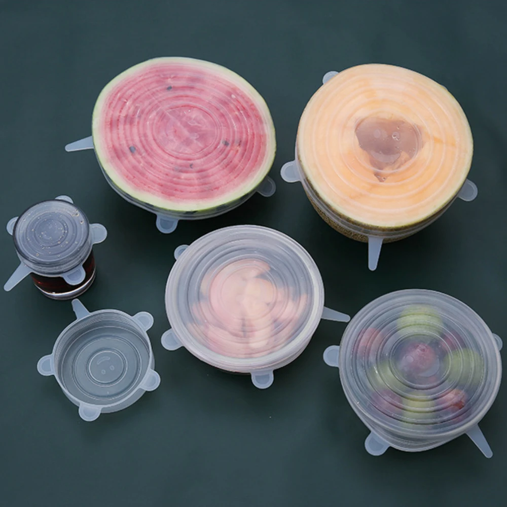 6 шт./компл. силиконовая эластичная крышка многоразовая миска для свежей еды