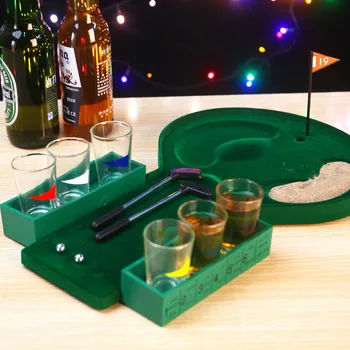 

19 Hole Mini Golf Drinking Shot Glass Game Putter Adult Party Play Fun Ball#z3