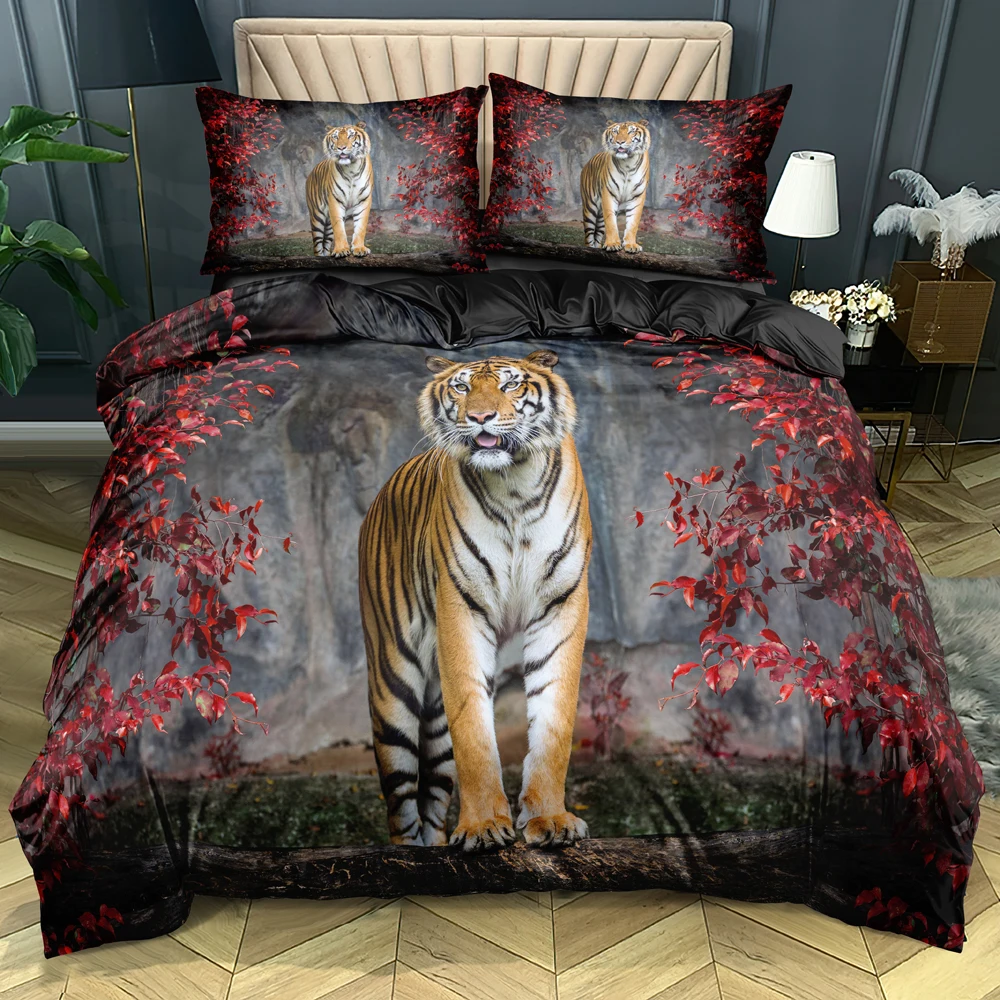Custom White Tiger Duvet Cover Sets Bed Linen and Pillow Covers 180