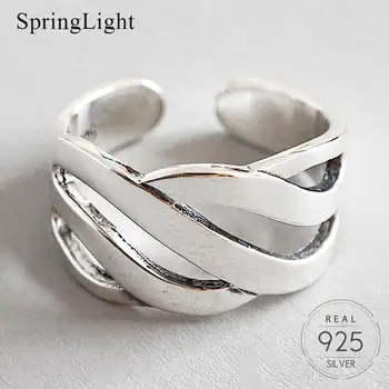 

Springlight Vintage Mobius Adjustable Ring Real 925 Sterling Silver Creative Handmade Design Fine Jewelry Rings for Women Gift