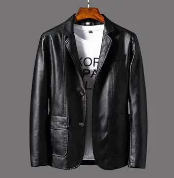 

Hot 2020 New Suit Leather Jacket Men Trend Loose Coat Man Autumn Clothes Locomotive Mens Leather Jacket