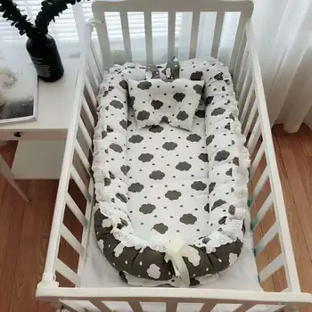 

Cotton Pillow Baby Nest Bed Crib Portable Removable and Washable Crib Travel Bed for Children Infant Kids Cotton Cradle Bed