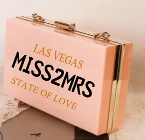 Sisbigdey miss2mrs вечерняя сумочка невесты Свадебная акриловая сумка через плечо miss to mrs las vagas state of love косметичка клатч - Цвет: pink