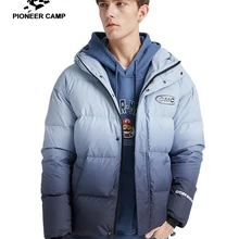Пионерский лагерь, модный градиентный пуховик, Мужская брендовая одежда, белый утиный пух, зимняя куртка с капюшоном на молнии, мужские пальто, AYR903415