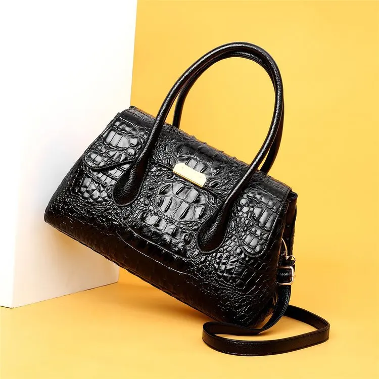 Retro Red Green Leather Womens Alligator Bags Luxury Designer Handbag Brown Black Ladies Large Crocodile Crossbody Bag for Women (10)