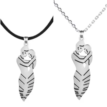 

Couple Necklace 925 Sterling Silver Women Men Love Heart Pendant Ladies Chain Leather Drawstring Anniversary Valentine's Day Christmas