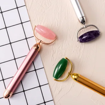 

Electric Jade Roller Facial Massager Nature Rose Quartz Beauty Bar Face Roller Kit,Eye Nose Massage Stone for Skin Tightening