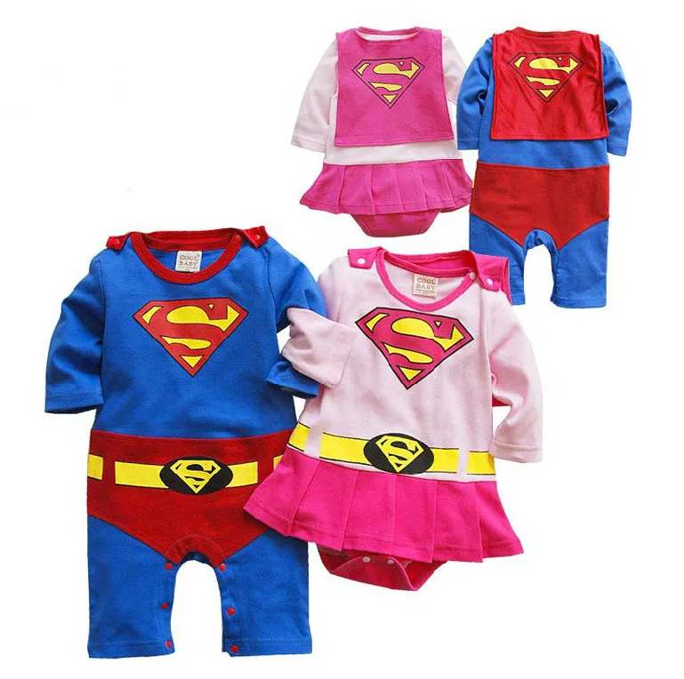 Комбинезон Супермена, Бэтмена, длинный рукав, футболка одежда для девочек костюм на Хэллоуин для детей, комбинезон для маленьких мальчиков, комплект одежды для новорожденных