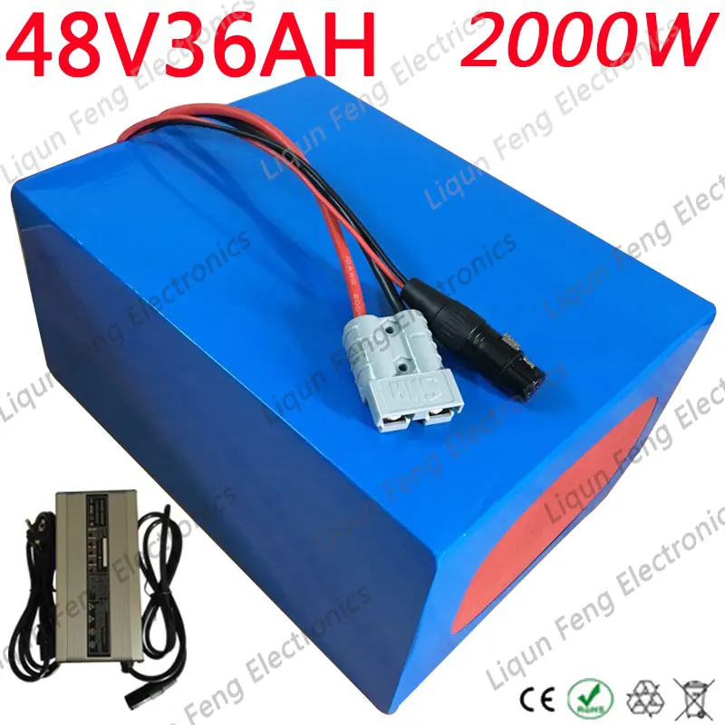 Sale High Power 2000W E-Bike Battery 48V 35AH 18650 Lithium ion Battery Pack 48V for Electric Bike With 54.6V Charger 50A BMS Battery 0
