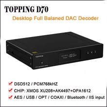TOPPING D70 полный сбалансированный ЦАП усилитель для наушников XMOS XU208 AK4497 USB ЦАП Bluetooth декодер DSD512 оптический Caoxial вход