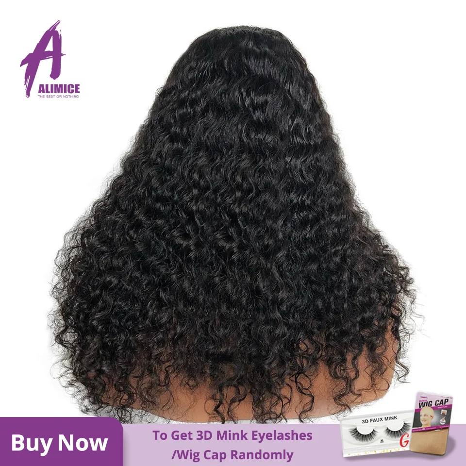 Alimice Brazilian Deep Curly 4x4 Lace Closure Human Hair Wigs Pre Plucked With Baby Hair 8-24 Inch For Black Women 150% Density (1)