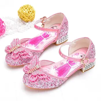 

Disney Frozen Girls' Princess Shoes Children's Party Dress Wedding Shoes Soft Flat Heel Sandal Dress Princess Elsa Shoes