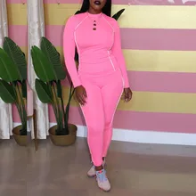 Женский спортивный костюм, комплект из двух предметов, женская мода, круглый вырез, длинный рукав, блузка, рубашка, высокая талия, узкие брюки, костюм#3