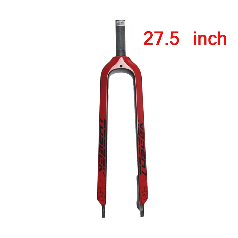 Red-27.5er TOSEEK Углеродные вилки 26/27. 5/2" жесткая прямая MTB велосипедная 1-1/8" Вилка цветная горный велосипед тормозные вилки Superlight - Цвет: Red-27.5er