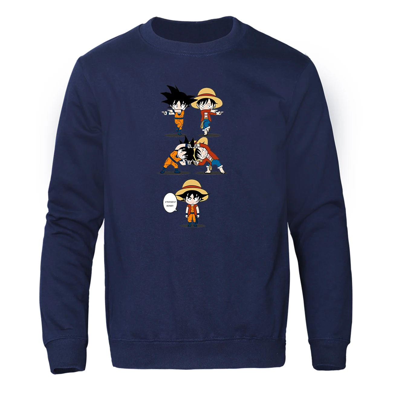 Navy Blue Забавный цельный Луффи Драконий жемчуг толстовка с Гоку мужская модная Осенняя спортивная одежда Зимний флисовый пуловер уличная одежда - Цвет: Navy Blue
