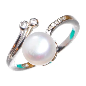 

Natural River Pearl Zircon Snail Opening Handmade 925 Sterling Silver Ring 6.25 D1216