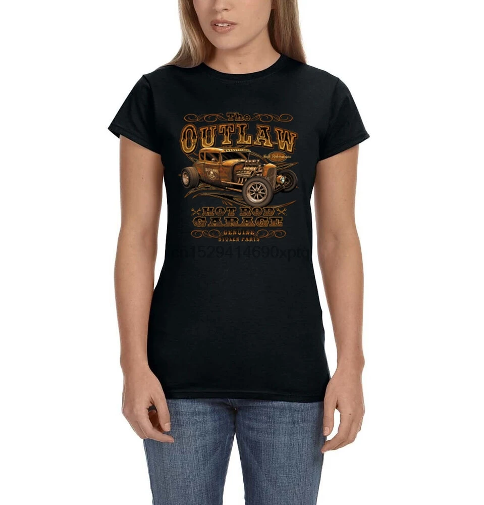 Женская футболка Outlaw Hot Rat Rod Garage оригинальные детали для украшения автомобиля
