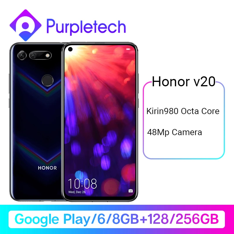 Смартфон HONOR V20 View 20 с глобальной прошивкой, Android kirin 980, четыре ядра, 9,0, 6 ГБ/8 ГБ ram, 128 ГБ/256 ГБ rom, быстрая зарядка, 6," NFC телефон