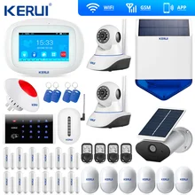Kerui K52 Large Touch Screen WIFI GSM Alarm System TFT Display Home Alarm System Security Solar Camera Siren WIfi Camera