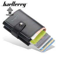 New RFID Blocking Protection Men Wallet ID Credit Card Holder Leather Metal Aluminum Business Bank Cardholder Purse 1