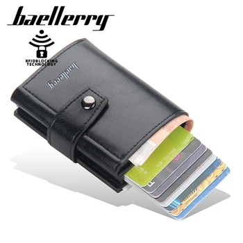 New RFID Blocking Protection Men Wallet ID Credit Card Holder Leather Metal Aluminum Business Bank Cardholder Purse 1