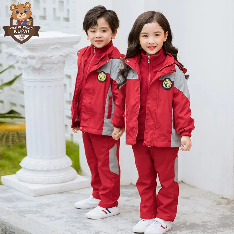 

Kindergarten Suit Fall And Winter Clothes CHILDREN'S Jacket Warm Two-Piece Set Young STUDENT'S Deconstructable Windproof Coat Th