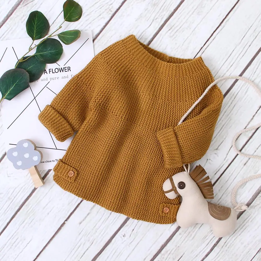 Skup Dziecko swetry swetry moda solidna dzianina dzieci dziewczyny chłopcy dzianiny topy jesień zima noworodka Bebes ubrania 0 2Y z długim rękawem