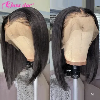 Brazilian Wig Straight Short Bob Lace Front Wigs Lace Front Human Hair Wigs Pre-plucked With Baby Hair Jazz Star Non-Remy 1