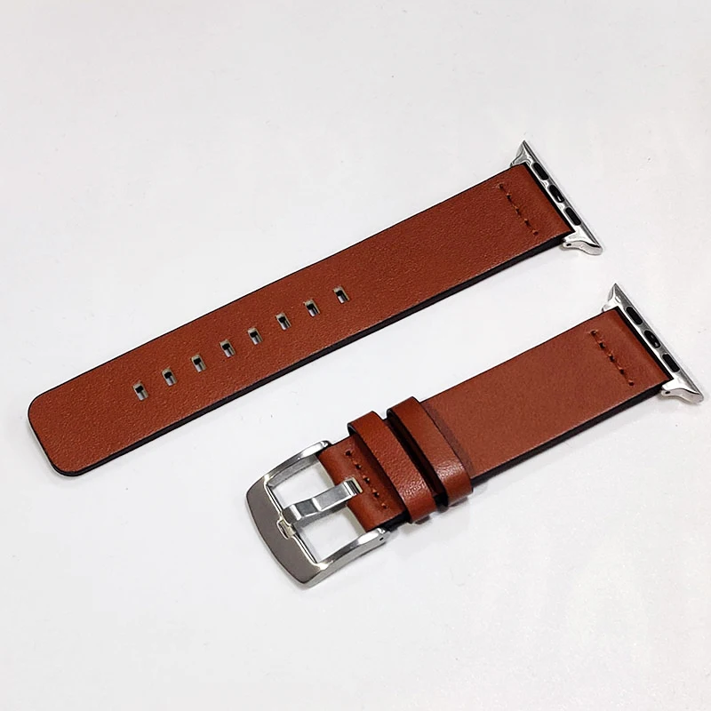 Для Apple Watch 4 3 ремешок из натуральной кожи 38 40 42 44 мм спортивный ремешок для часов быстросъемный браслет - Цвет ремешка: Silver Orange